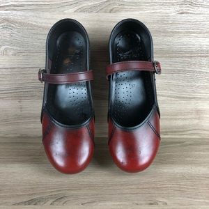 Dansko Marcelle Mary Jane Red Leather Shoes